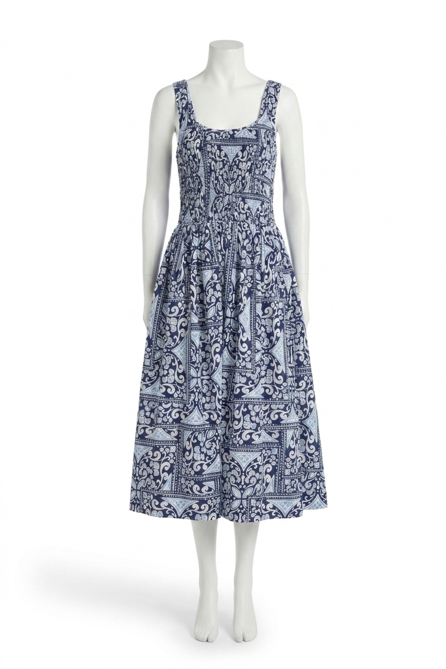 NEW CARA CARA bergamo midi dress in hart tile navy